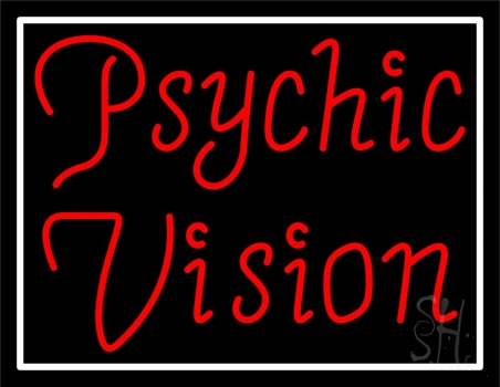 Red Psychic Vision White Border Neon Sign