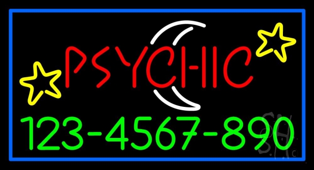 Red Psychic White Logo Phone Number Neon Sign