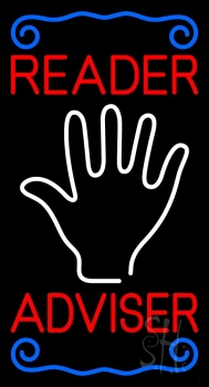 Red Reader Adviser With Palm Neon Sign