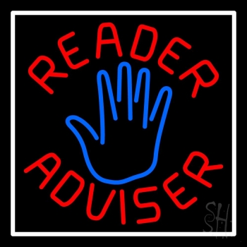 Red Reader Advisor White Border Neon Sign