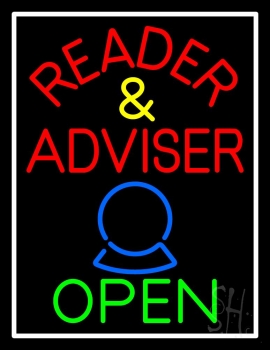 Red Reader And Advisor Open Neon Sign