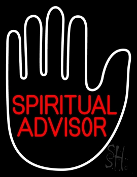 Red Spiritual Advisor With Palm Neon Sign