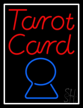 Red Tarot Card Blue Crystal With White Border Neon Sign