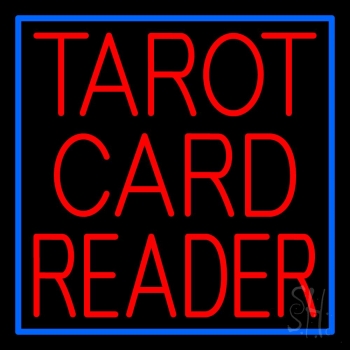 Red Tarot Card Reader Block And Border Neon Sign