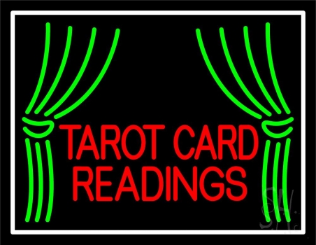 Red Tarot Card Readings With White Border Neon Sign