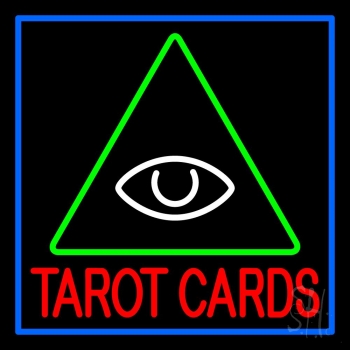 Red Tarot Cards Logo Neon Sign