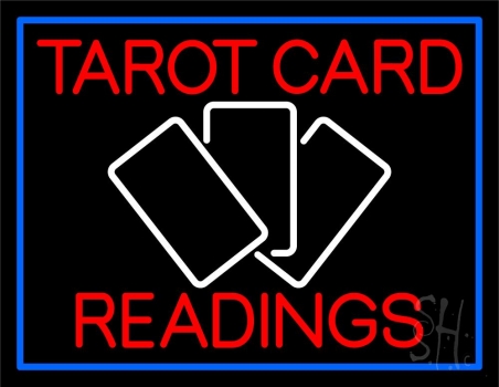 Red Tarot Cards Readings And White Border Neon Sign