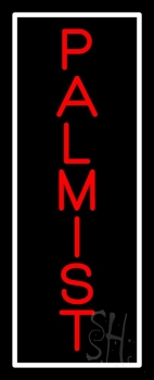Red Vertical Palmist White Border Neon Sign