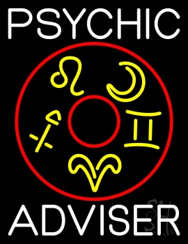 White Psychic Adviser With Logo Neon Sign