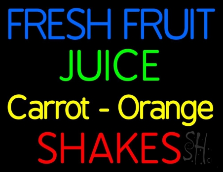 Fresh Fruit Juice Carrot Orange Shakes Neon Sign