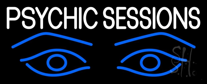 White Psychic Sessions With Blue Eye Neon Sign