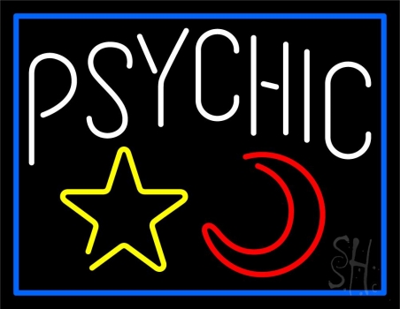 White Psychic With Moon And Star Neon Sign
