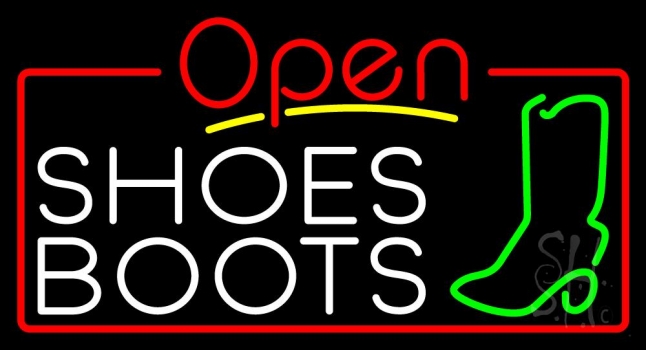 White Shoes Boots Open Neon Sign