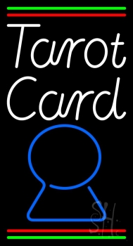 White Tarot Card Blue Crystal With Line Neon Sign