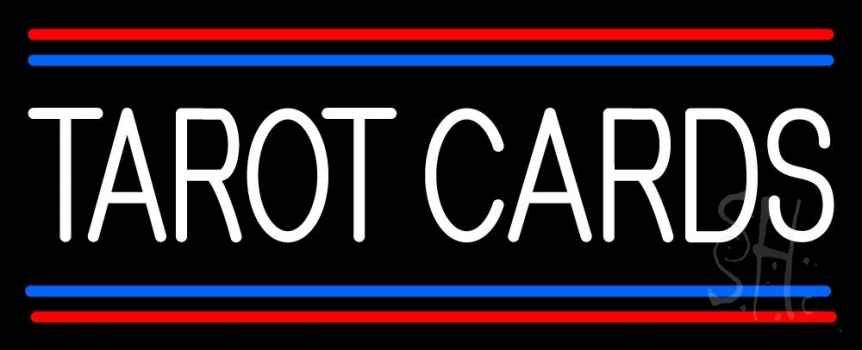 White Tarot Cards With Line Neon Sign