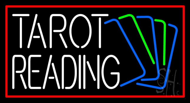 White Tarot Reading With Cards Neon Sign
