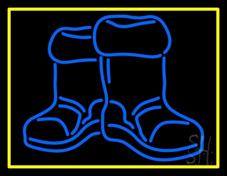 Winter Boots With Border Neon Sign