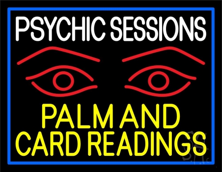 Yellow Psychic Sessions With Red Eye Neon Sign
