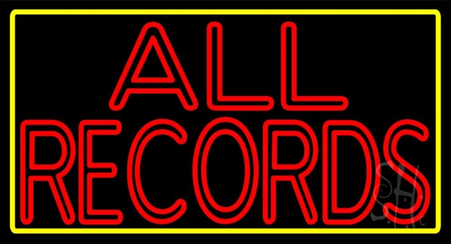 All Records Yellow Border Neon Sign