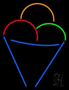 Ice Cream Multicolored Cone Neon Sign