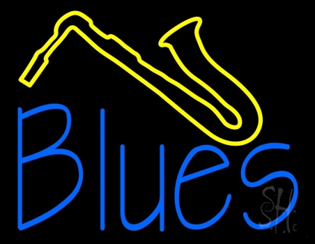 Blue Blues Yellow Saxophone Neon Sign