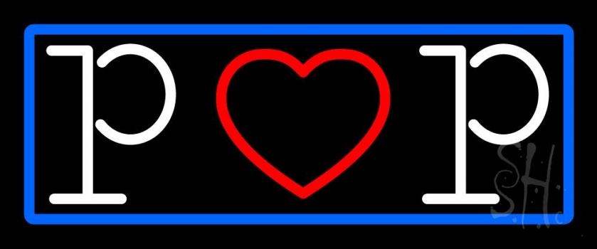 Blue Border White Pop Neon Sign