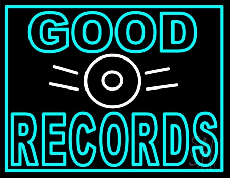 Blue Good Records Border Neon Sign