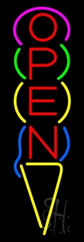 Red Ice Cream Open Neon Sign