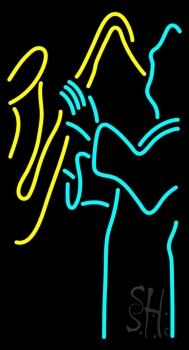 Blue Man Yellow Saxophone Neon Sign