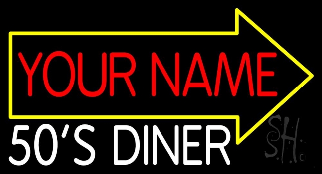 Custom Yellow Arrow 50s Diner Neon Sign