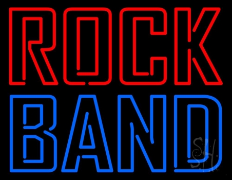 Double Stroke Red Rock Blue Band Neon Sign