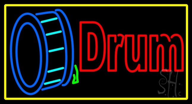 Drum Musical Note Logo Neon Sign