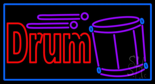 Drum With Musical Note Neon Sign