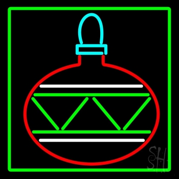 Green Border Christmas Bulb Neon Sign