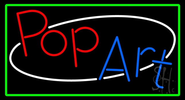 Green Border Red Pop Blue Art Neon Sign