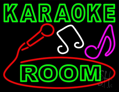Green Karaoke Rooms Neon Sign