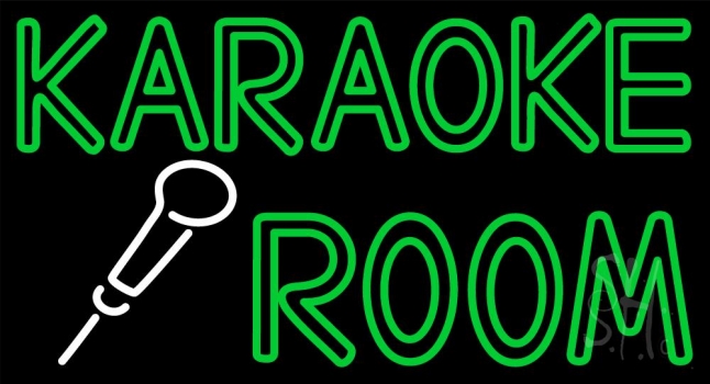 Green Karaoke Rooms Neon Sign