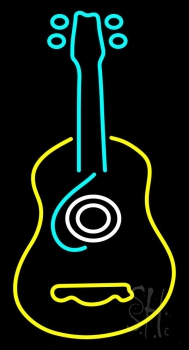 Guitar Logo In Turquoise Red Neon Sign