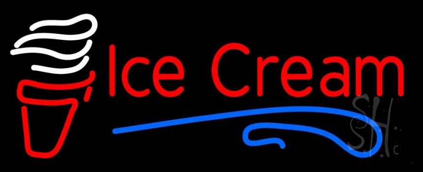 Red Ice Cream Cone Neon Sign