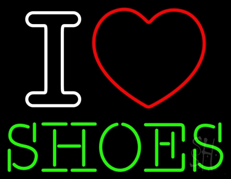 I Love Shoes Heart Logo Neon Sign