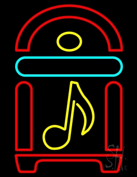 Juke Box With Musical Note Neon Sign