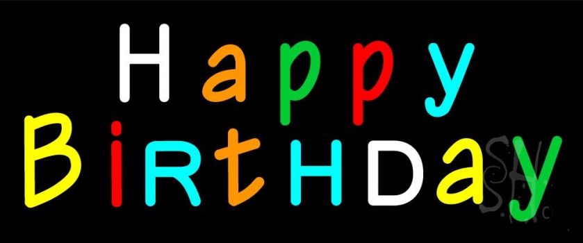 Multicolored Happy Birthday Neon Sign