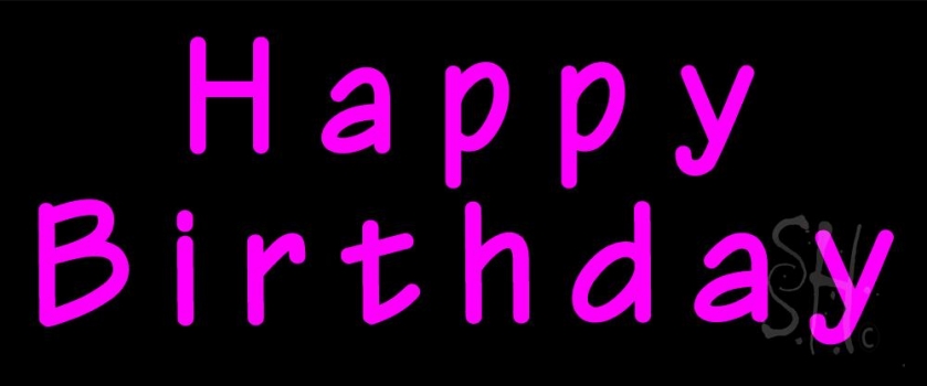 Pink Happy Birthday Neon Sign