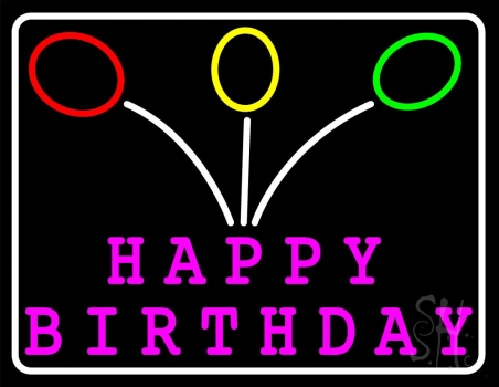 Pink Happy Birthday Neon Sign