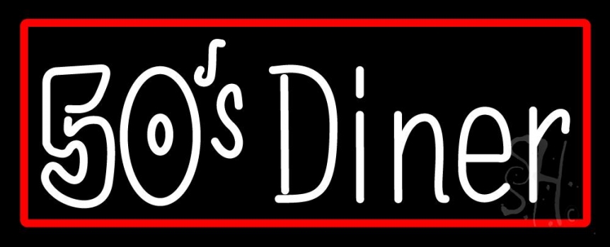 Red Border 50s Diner Music Cd Neon Sign