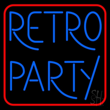 Red Border Blue Retro Party Neon Sign