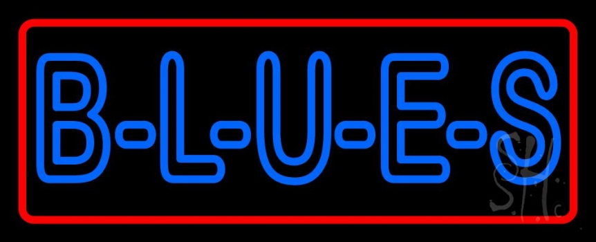 Red Border Blues Block Neon Sign