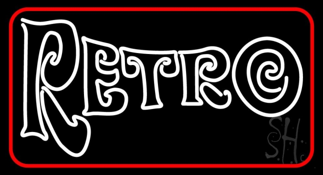 Red Border Double Stroke Retro Neon Sign