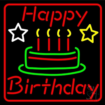 Red Happy Birthday Neon Sign