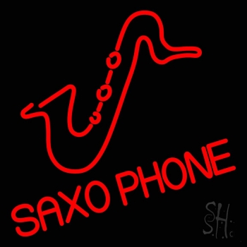 Saxophone Block Logo Neon Sign